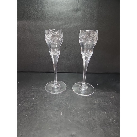 Mikasa Park Place Candleholders Pair, Vintage Crystal Taper Holders, Home Decor - Picture 1 of 9